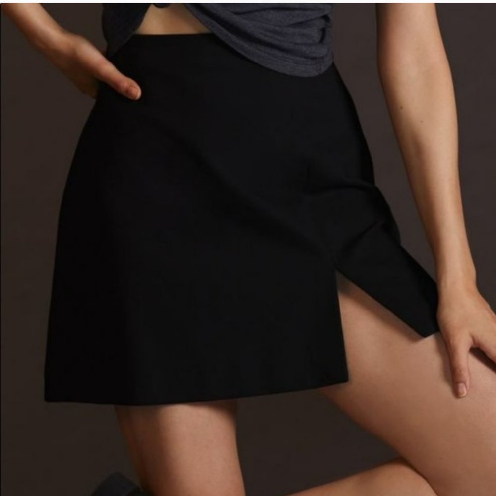 *NEW* Anthropologie Maeve Slim Front Slit Micro Mini, BLACK, SMALL